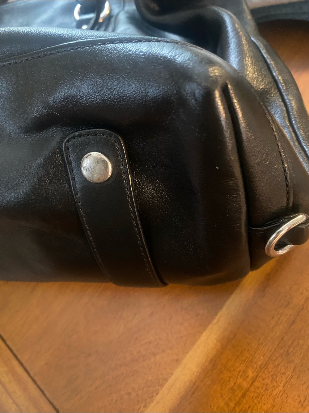 Vintage RARE Coach Madison Pearlized BLK Leather Sabrina Satchel Purse - Picture 9 of 10